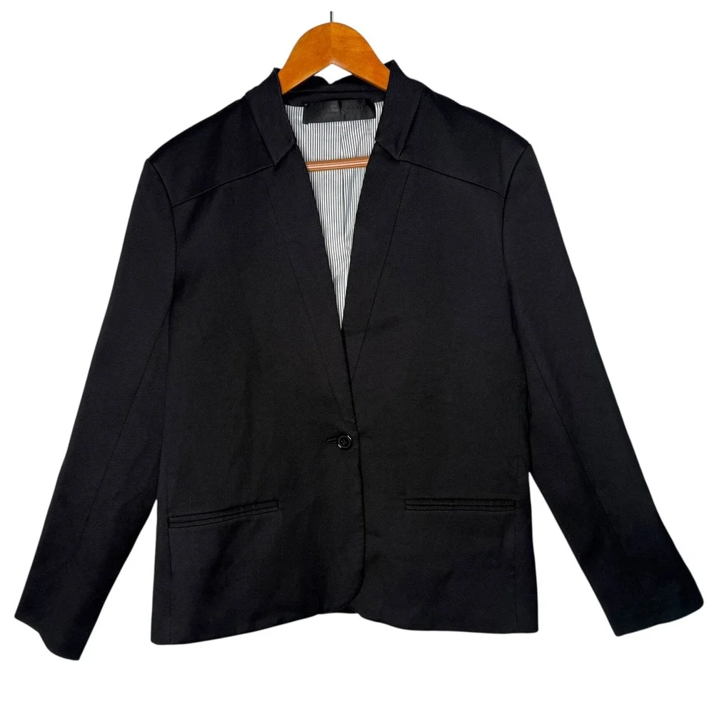 Jenni‎ Kayne Black Boy Blazer Jacket Womens XL One Button Quiet Luxury Old Money